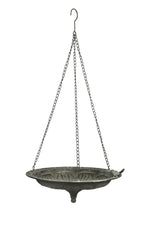 Lade das Bild in den Galerie-Viewer, Vogeltränke zum Aufhängen aus Metall Antik Grün 39x37cm H14cm, mit 48cm Hänger Dekorative Vogelbad-Schale für Garten, Balkon &amp; Terrasse
