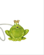 Lade das Bild in den Galerie-Viewer, Wasserspeier Frosch mit Pumpe grünes Steinzeug Wasserspiel 14 x 11 x H12 cm Dekorativer Gartenbrunnen für Teich, Wasserschale, Terrasse &amp; Balkon
