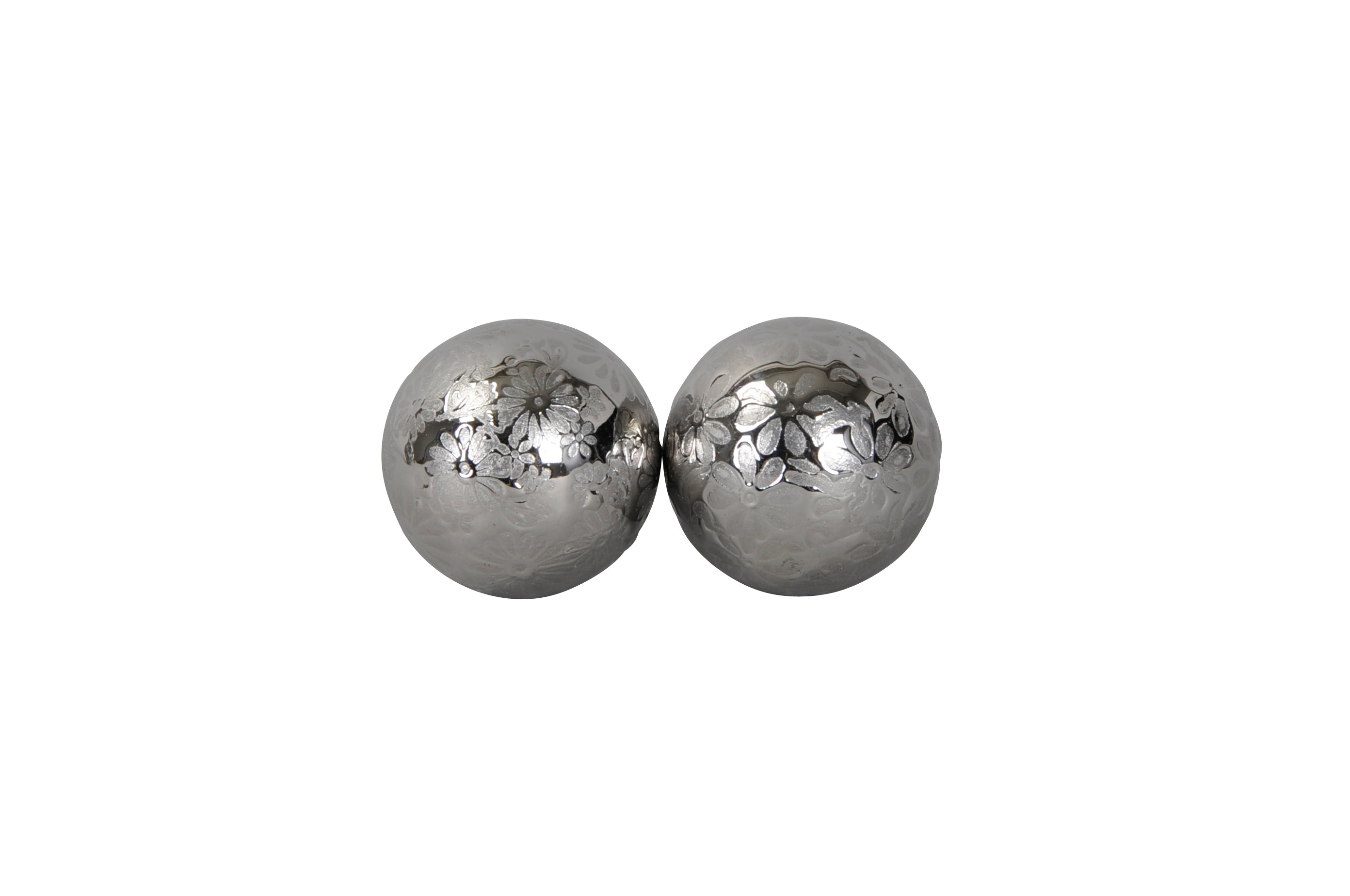 Schwimmkugel 2fach sort. silber Ø4cm/Ø6cm/Ø10cm Blüten Porzellan Gartendekoration Schwimmende Deko Kugeln für Teich, Brunnen & Wasserschalen Elegante Garten Deko 3Größen wählbar