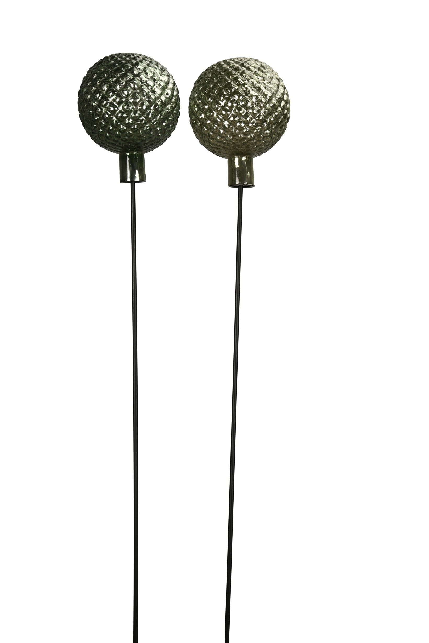 Gartenstecker Glaskugel grün Ø12cm +15cm Dekorative Kugel aus besprühtem Glas mit Metallstab 115cm Stecker 2-farbig sortiert für Garten, Beet & Pflanzkübel 2Größen wählbar