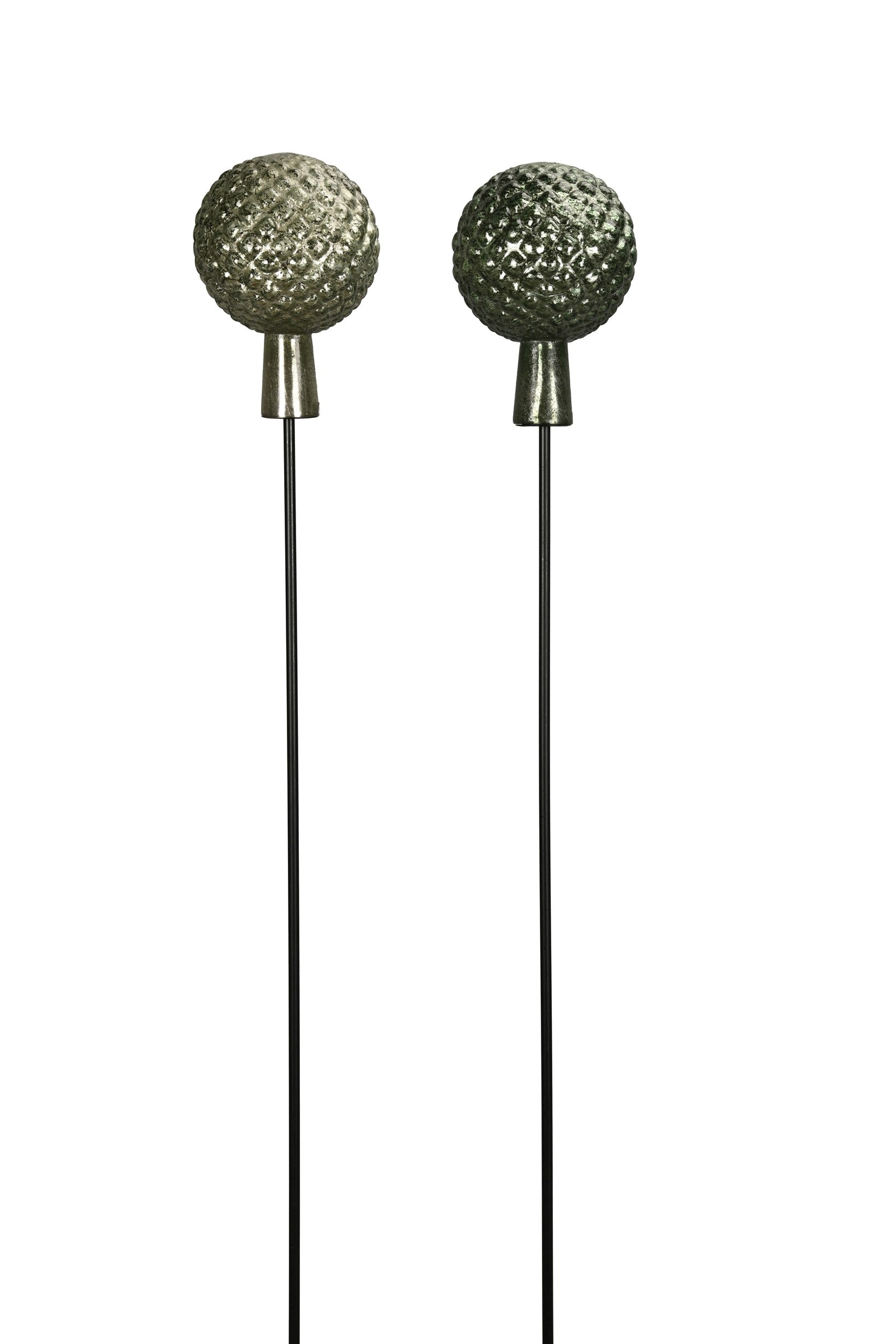 Gartenstecker Glaskugel grün Ø12cm +15cm Dekorative Kugel aus besprühtem Glas mit Metallstab 115cm Stecker 2-farbig sortiert für Garten, Beet & Pflanzkübel 2Größen wählbar
