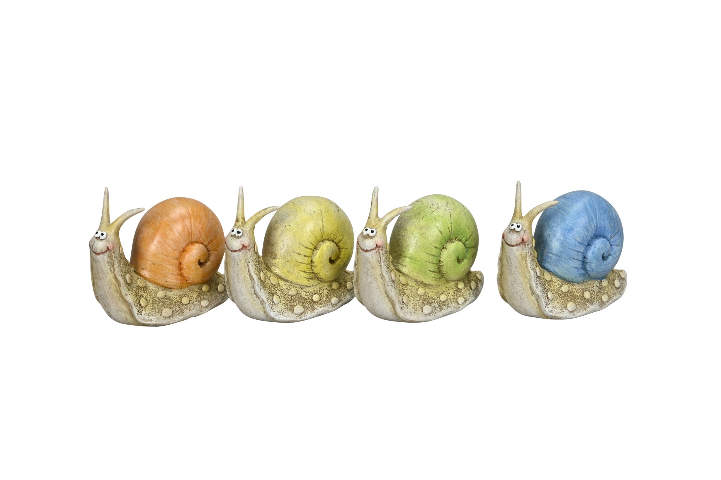 Schnecke Gartenfigur 4-fach sortiert Dekorative Mini-Schnecke aus Polyresin für Garten, Beet, Balkon & Pflanzgefäße H7cm +13cm 2Größen wählbar