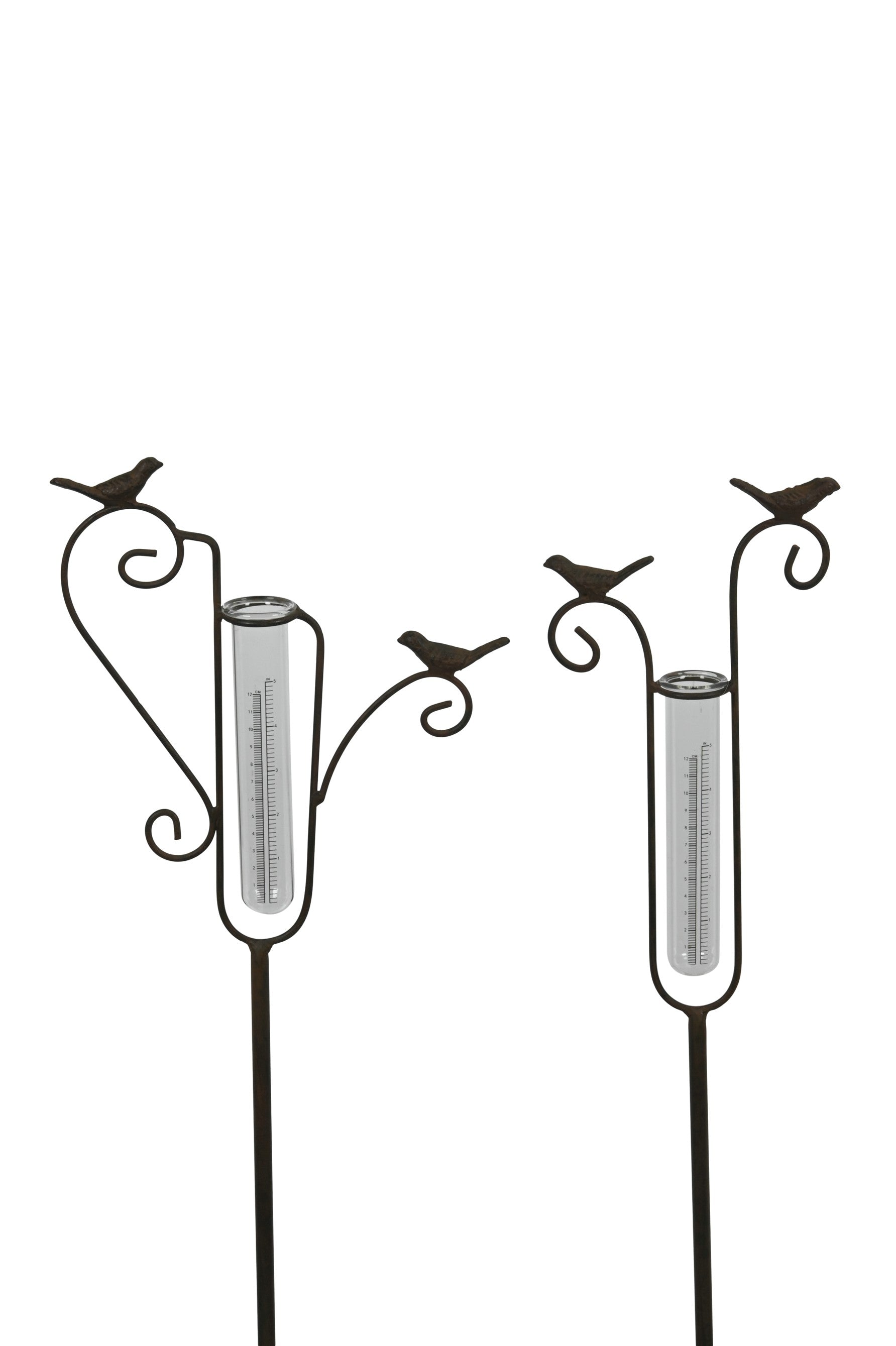 Regenmesser auf Stab aus Metall Gartenstecker – H112 cm Dunkelbraun Dekoration 2Formen wählbar