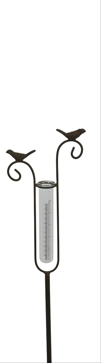 Regenmesser auf Stab aus Metall Gartenstecker – H112 cm Dunkelbraun Dekoration 2Formen wählbar