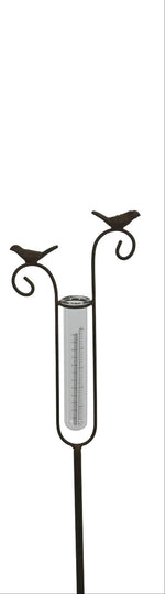 Lade das Bild in den Galerie-Viewer, Regenmesser auf Stab aus Metall Gartenstecker – H112 cm Dunkelbraun Dekoration 2Formen wählbar
