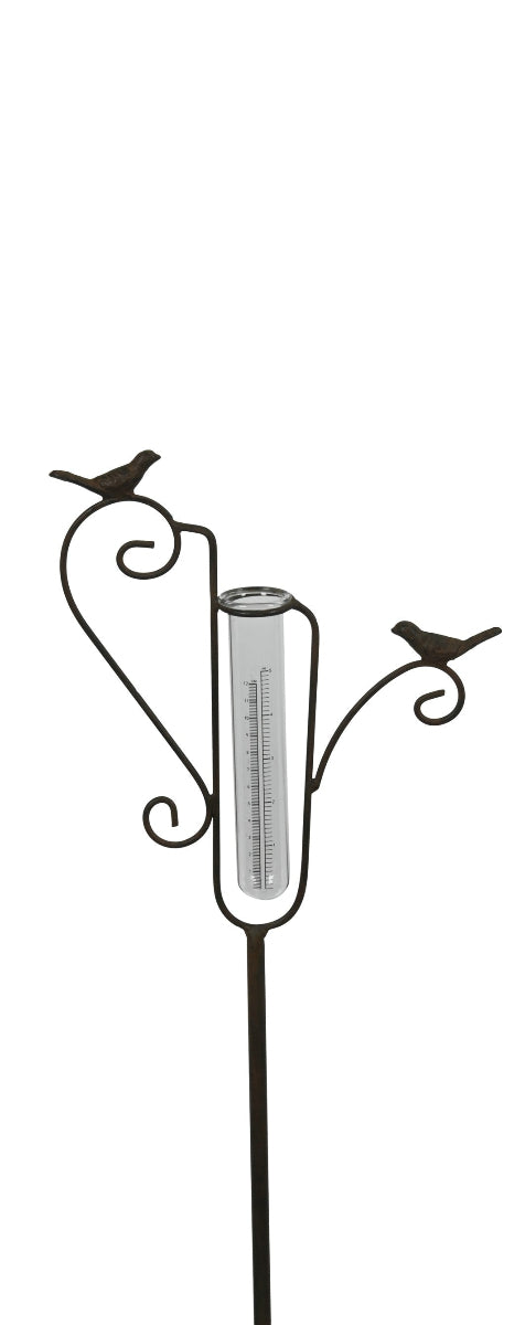 Regenmesser auf Stab aus Metall Gartenstecker – H112 cm Dunkelbraun Dekoration 2Formen wählbar