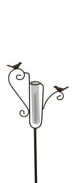 Lade das Bild in den Galerie-Viewer, Regenmesser auf Stab aus Metall Gartenstecker – H112 cm Dunkelbraun Dekoration 2Formen wählbar
