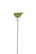 Lade das Bild in den Galerie-Viewer, Vogeltränke auf Stab aus Eisen Grün gewischt 109cm Höhe Vogelbad mit Dekoschale 19x14 cm Gartendekoration für Wildvögel
