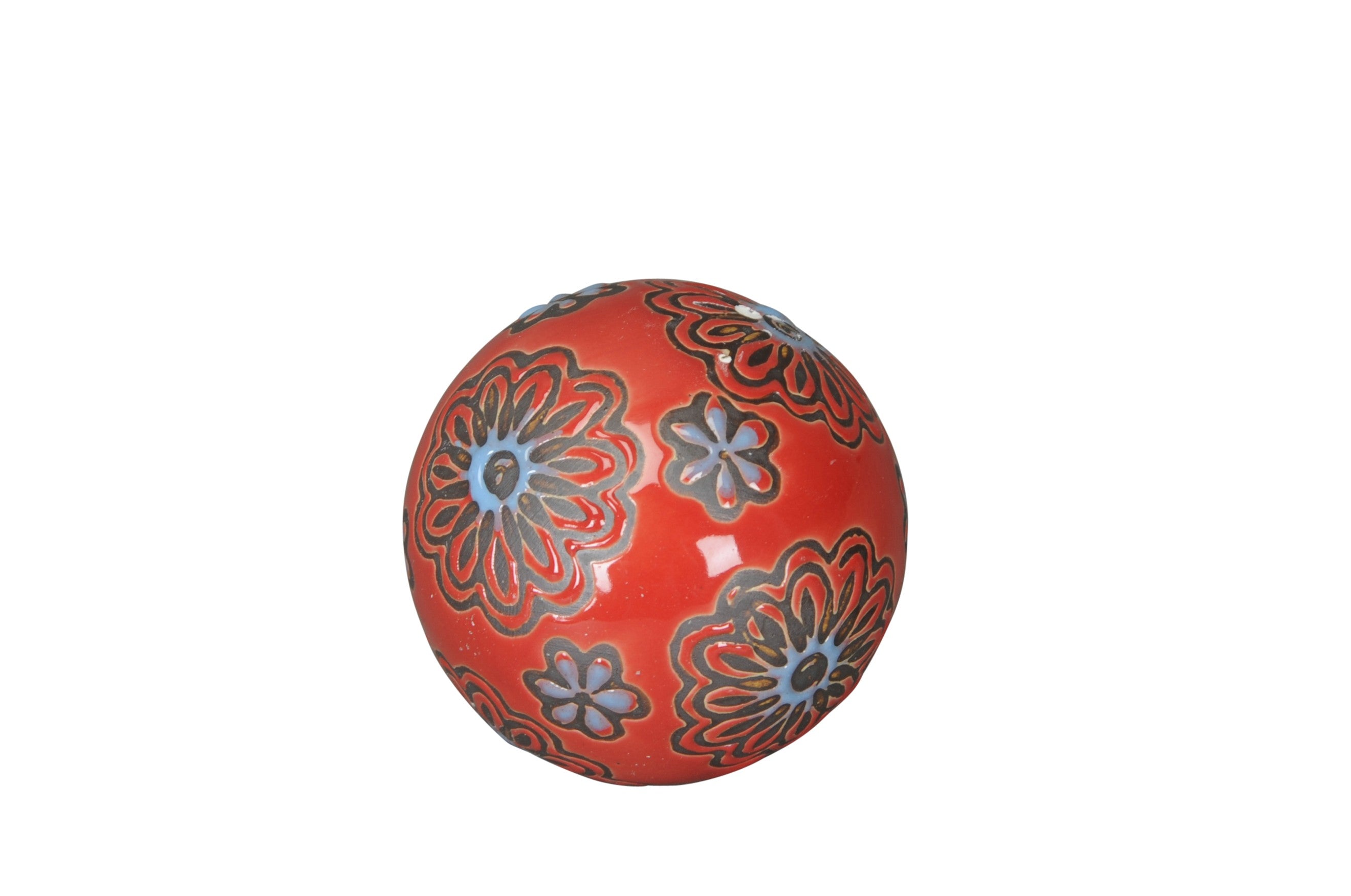 Schwimmkugel rot/blau Ø4cm/Ø6cm/Ø7,5cm Blüten Porzellan 3er Set Gartendekoration Schwimmende Deko Kugeln für Teich, Brunnen & Wasserschalen Elegante Garten Deko