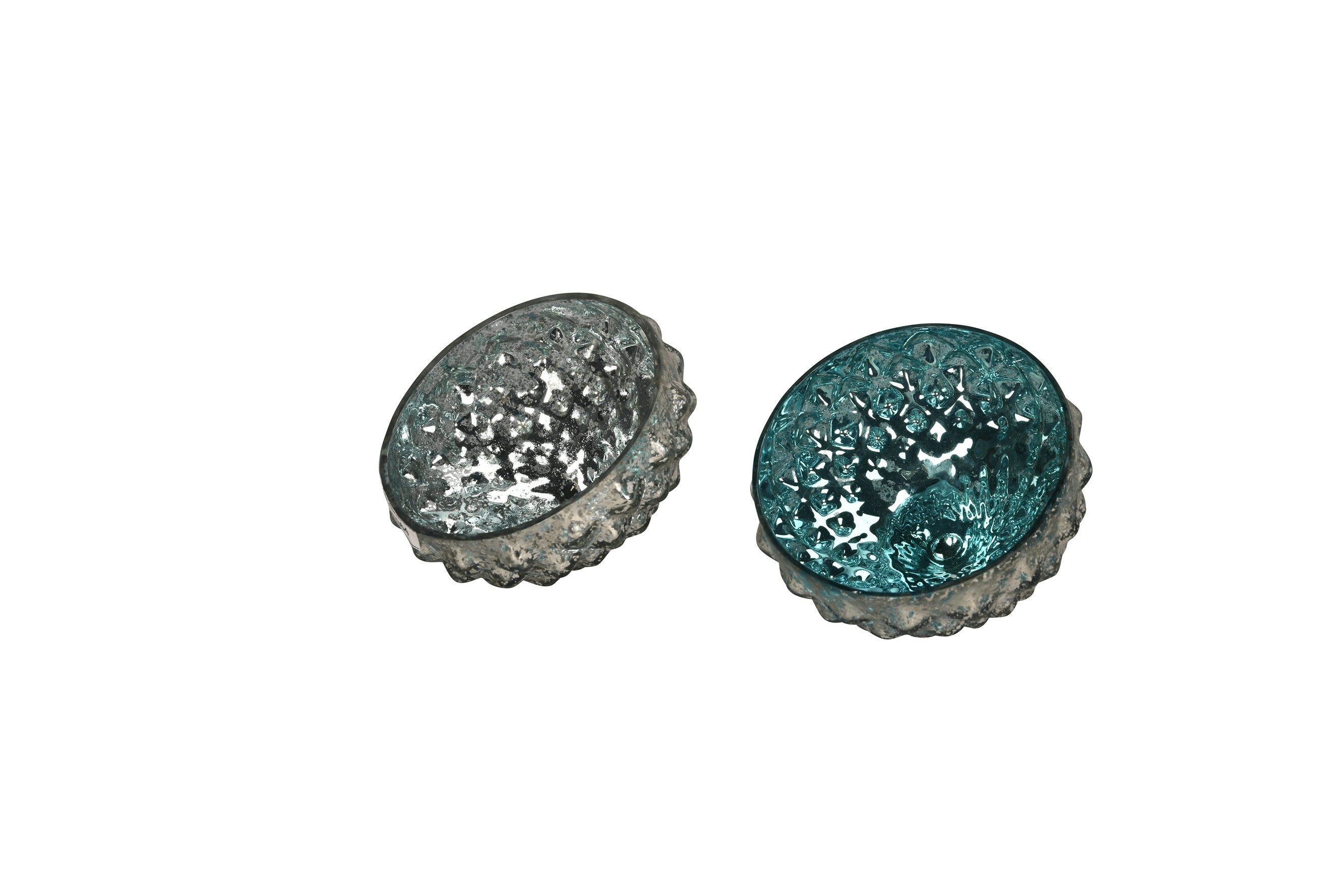 Schwimmschale Glas für Teelicht 2farbig sort. Türkis Ø10 cm Handgefertigte Schwimmdekoration aus besprenktem Glas für Wasserschalen, Teiche & Garten 2farbig sortiert