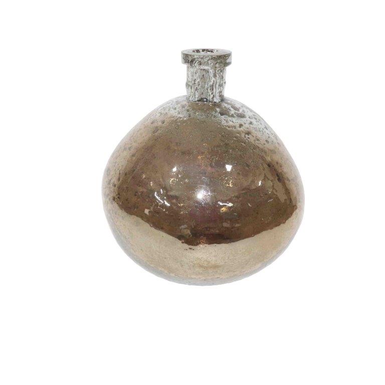 Vase Glas Rundhalsvase bauchig braun StonesLaster Ø23cm H23cm
