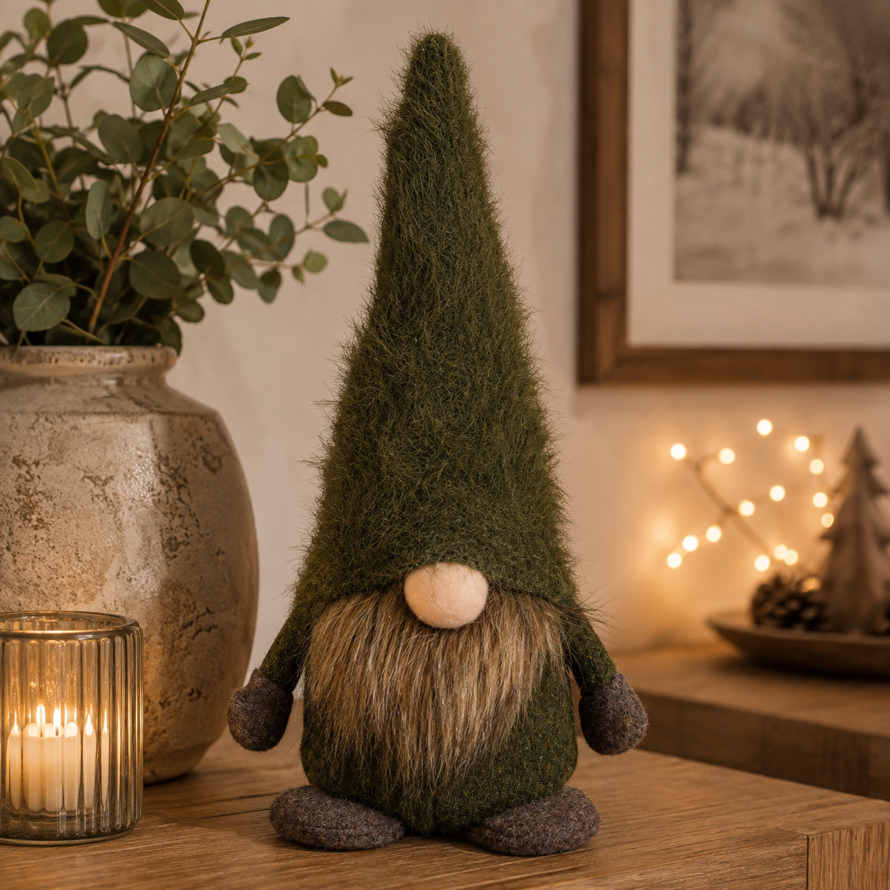 Wichtel Weihnachtswichtel Stoff H17cm + H26cm grün/braun Weihnachtsdeko Herbst Weihnachten Kantenhocker 2Größen wählbar