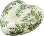 Lade das Bild in den Galerie-Viewer, 2x Deko Herz MUSH Keramik Shabby Antik grün-creme kraklee
