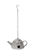 Nistkasten Vogelhaus Metall zum Hängen Teekanne Shabby Ø32x22cm H17cm grau/schwarz