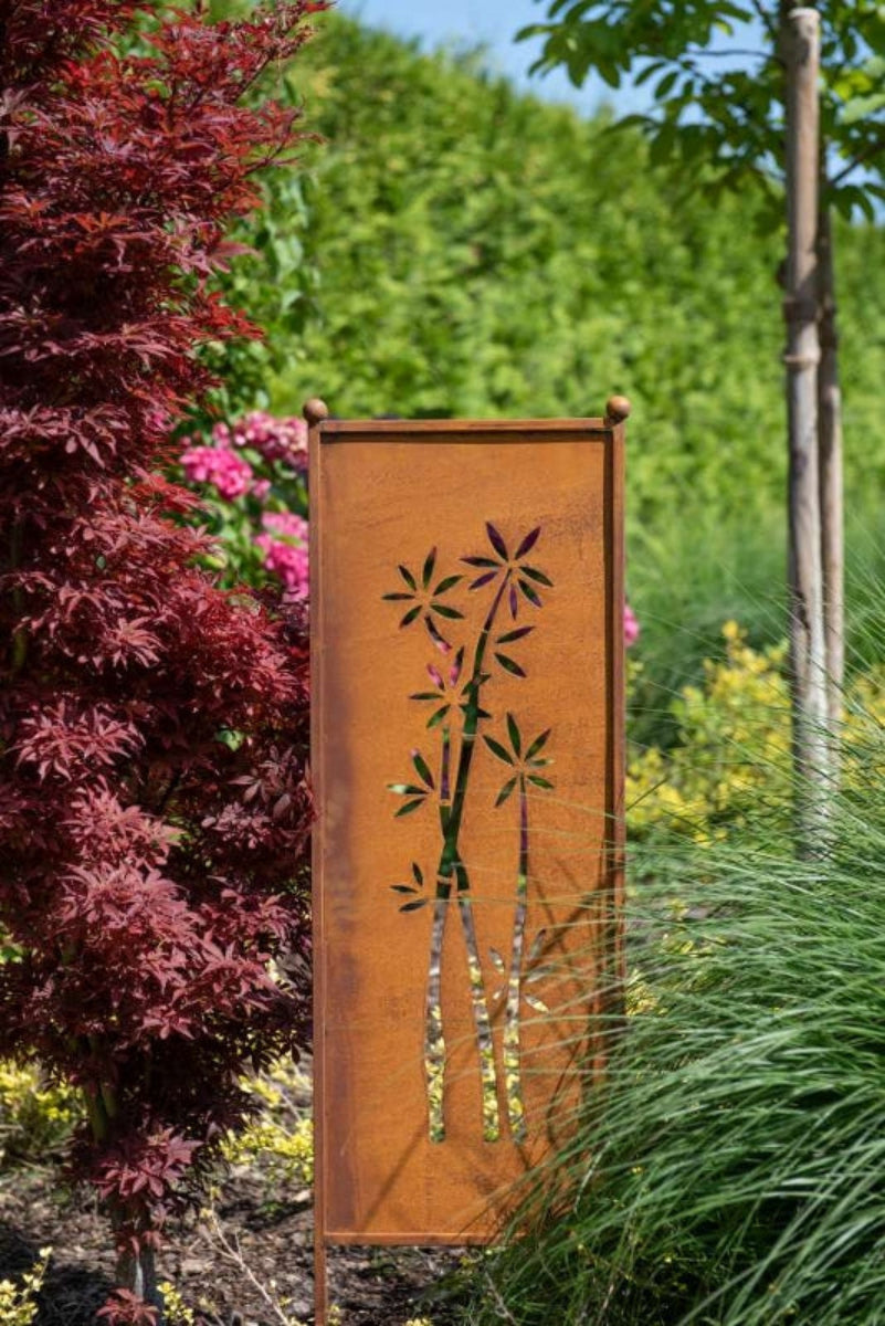Stele Metall "Bambus" Sichtschutz Edelrost  in 3 Größen wählbar