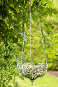 Pflanzgefäß Ampel Metall Schale zum Hängen grau Ø25cm H18cm + Kette