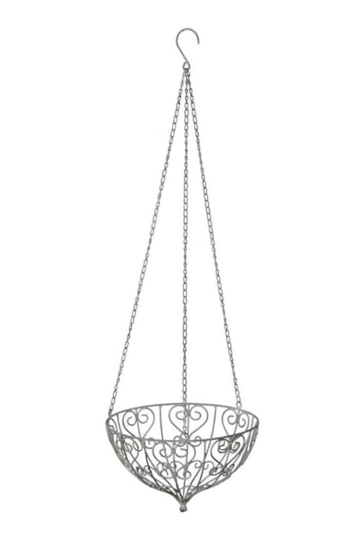 Pflanzgefäß Ampel Metall Schale zum Hängen grau Ø30cm H20cm + Kette