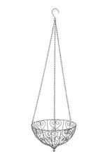 Lade das Bild in den Galerie-Viewer, Pflanzgefäß Ampel Metall Schale zum Hängen grau Ø30cm H20cm + Kette
