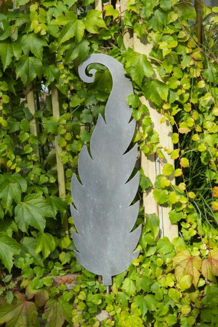Gartenstecker Farn Metall grau Blatt 2Größen