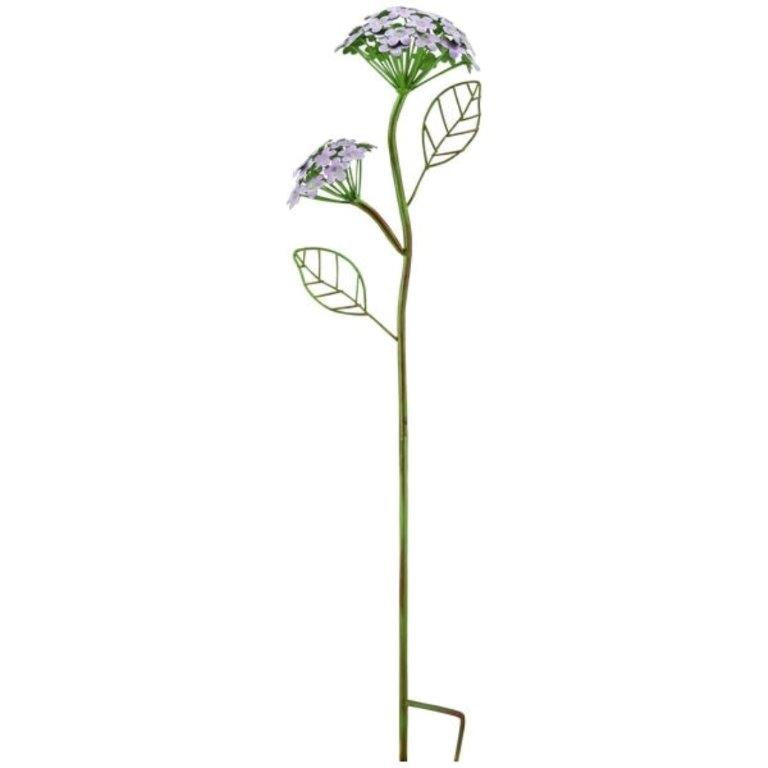 Gartenstecker Hortensie Metall verzweigt purple ArtFerro 28x18cm H109 cm Stecker Garten Beetstecker Gartendekoration Blütenkugel