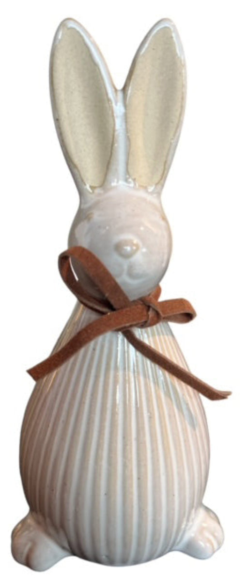 Keramik Hase 2erSet Dekofigur Ø7cm H17cm creme/weiß Osterdeko Frühjahrsdekoration Wohnaccessoire