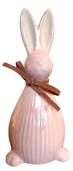 Lade das Bild in den Galerie-Viewer, Keramik Hase 2er Set Dekofigur Ø7cm H17cm rosa Osterdeko Frühjahrsdekoration Wohnaccessoire

