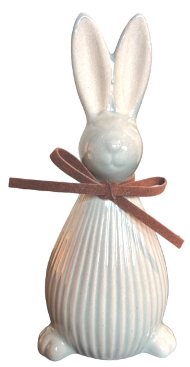 Keramik Hase 2er Set Dekofigur Ø7cm H17cm mint Osterdeko Frühjahrsdekoration Wohnaccessoire