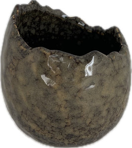 Pflanzei Eierschalen-Pflanzgefäß Keramik hellgelb-natur Eierschalen-Topf Blumentopf H9,5cm+12cm 2Größen wählbar