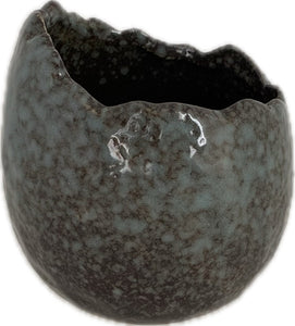Pflanzei Eierschalen-Pflanzgefäß Keramik blau-natur Eierschalen-Topf Blumentopf H9,5cm+12cm 2Größen wählbar