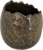 Lade das Bild in den Galerie-Viewer, Pflanzei Eierschalen-Pflanzgefäß Keramik hellgelb-natur Eierschalen-Topf Blumentopf H9,5cm+12cm 2Größen wählbar

