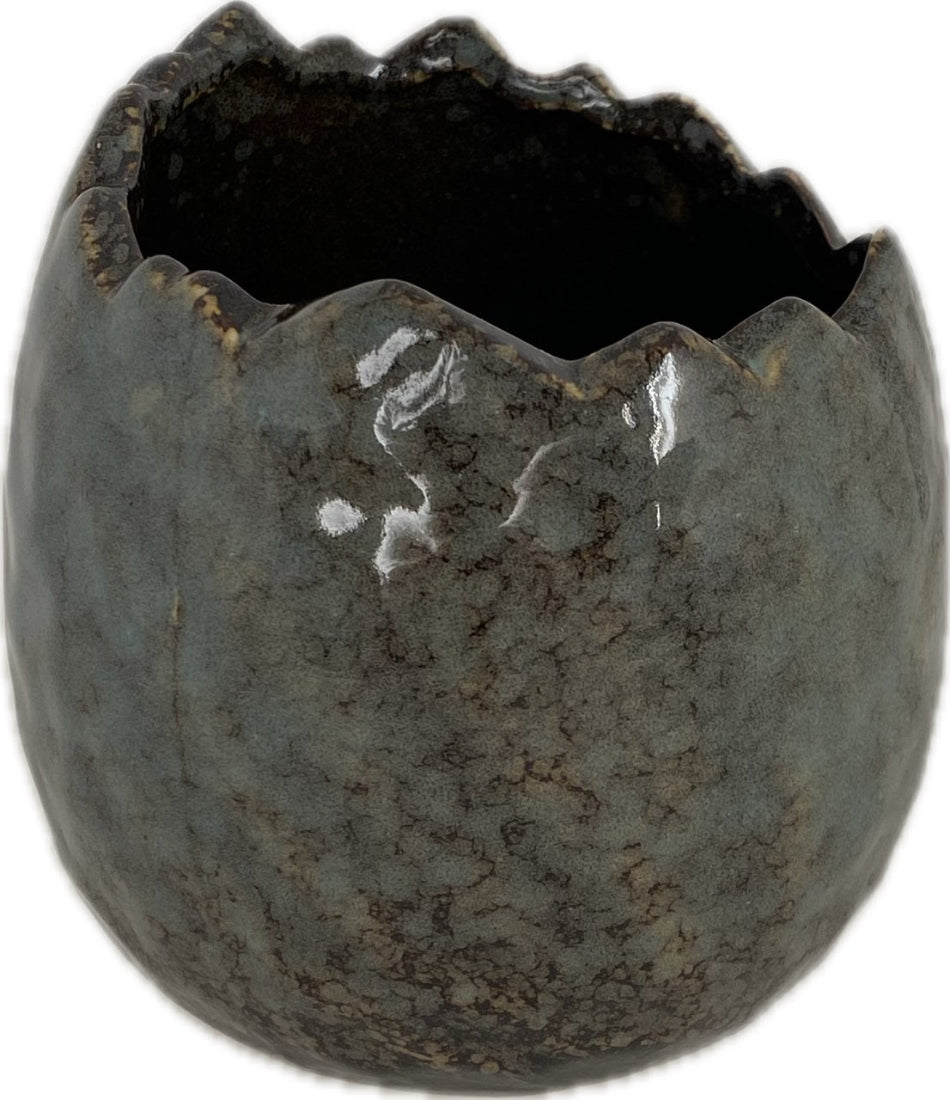Pflanzei Eierschalen-Pflanzgefäß Keramik blau-natur Eierschalen-Topf Blumentopf H9,5cm+12cm 2Größen wählbar