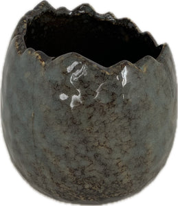 Pflanzei Eierschalen-Pflanzgefäß Keramik blau-natur Eierschalen-Topf Blumentopf H9,5cm+12cm 2Größen wählbar