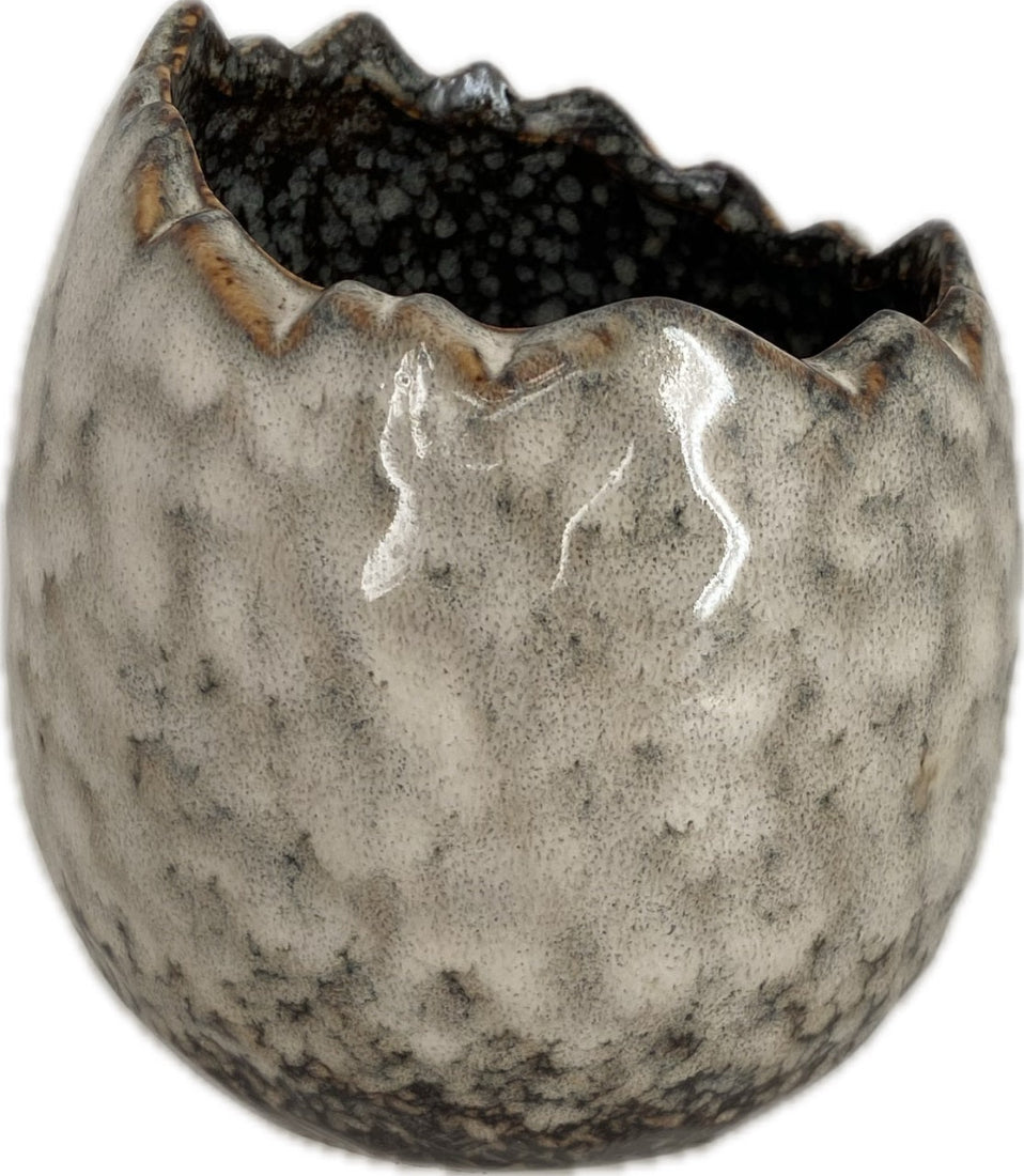 Pflanzei Eierschalen-Pflanzgefäß Keramik grau-grünEierschalen-Topf Blumentopf H9,5cm+12cm 2Größen wählbar