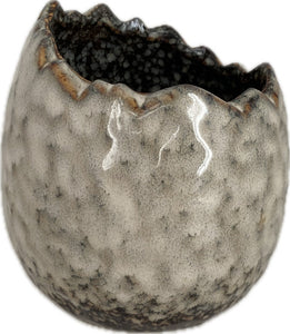 Pflanzei Eierschalen-Pflanzgefäß Keramik grau-grünEierschalen-Topf Blumentopf H9,5cm+12cm 2Größen wählbar