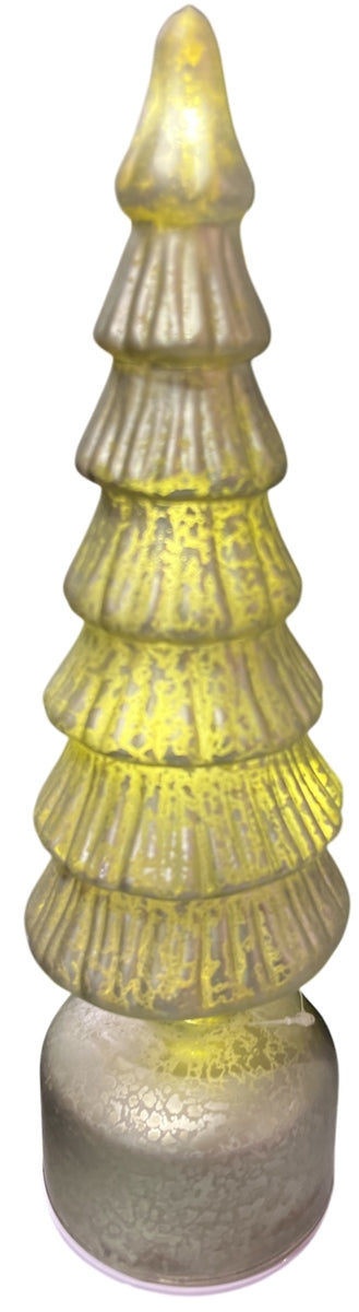 LED Tanne Glas H34cm+H40cm hellgrün 10LED Lichter blinkend drehbare Tannenbaum Weihnachten Tischdeko 2Größen wählbar