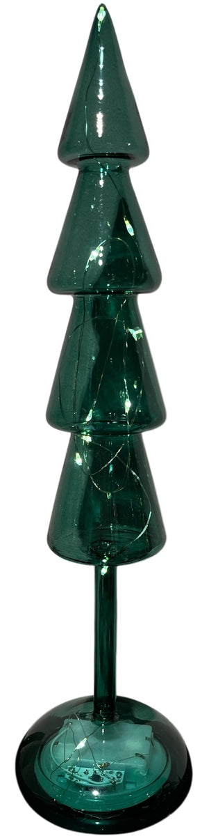 LED Tanne Glas H32cm grün 10LED Lichter mit Timerfunktion Tannenbaum Weihnachten Tischdeko