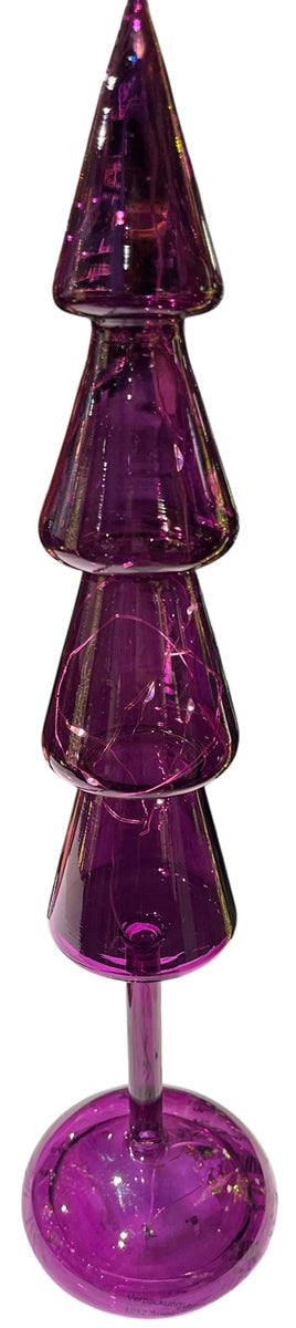 LED Tanne Glas H40cm violett 10LED Lichter mit Timerfunktion Tannenbaum Weihnachten Tischdeko