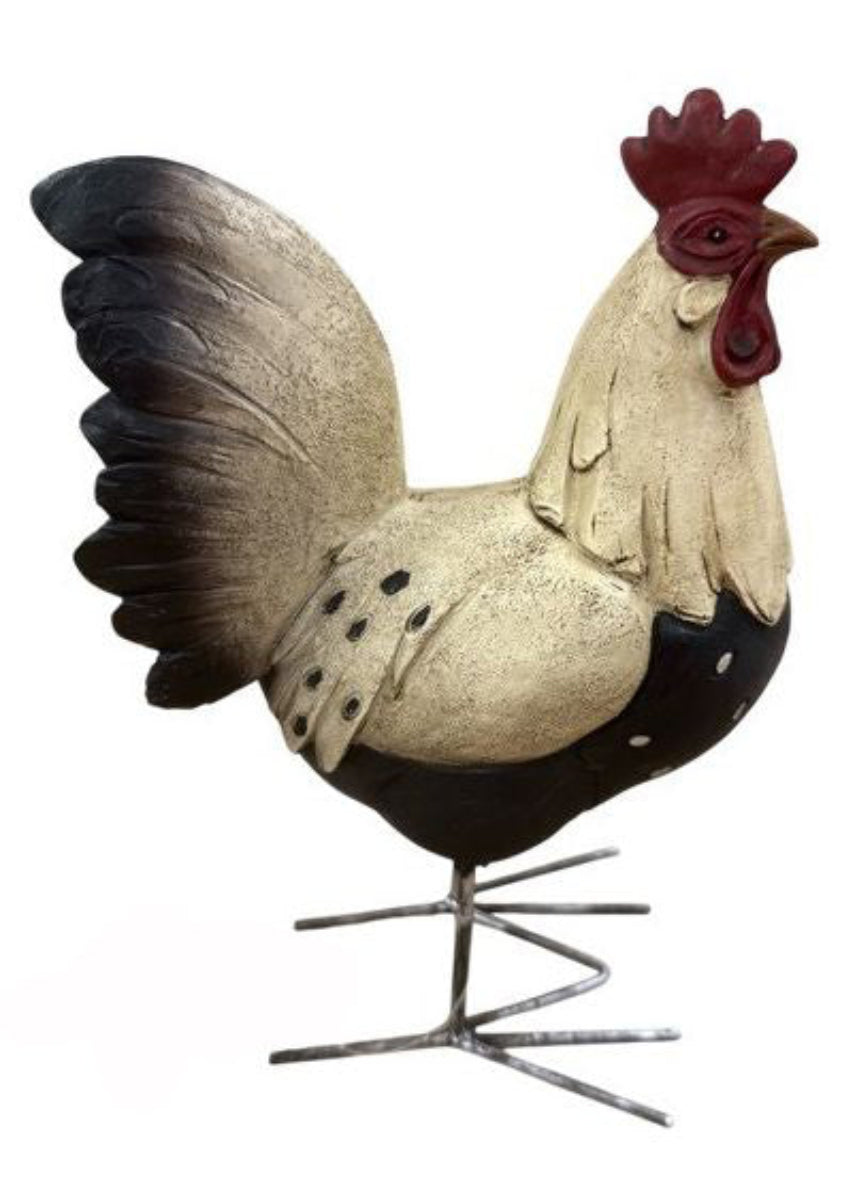 Hahn aus Polyresin Natur/Schwarz 11,5 x H20 cm Moderne Tierfigur Dekoratin für Wohnraum & Garten und für Innen- & überdachte Außenbereiche