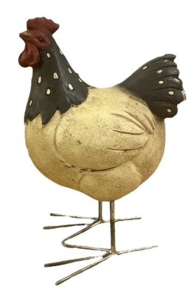 Huhn aus Polyresin Schwarz Natur 15 x H22 cm Moderne Tierfigur Dekoratin für Wohnraum & Garten und für Innen- & überdachte Außenbereiche