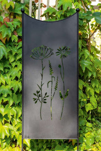 Stele Metall schwarz Sichtschutz "Wildblume" Windschutz in 2 Größen wählbar
