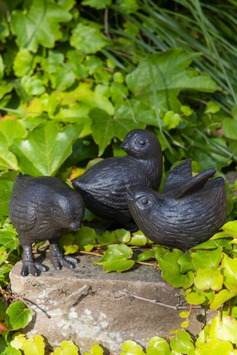 Gartenfiguren Vögel Gusseisen 3fach sort. H7,5-9,5cm Dekovogel Spatz Figuren Vogelfigur Gartendeko