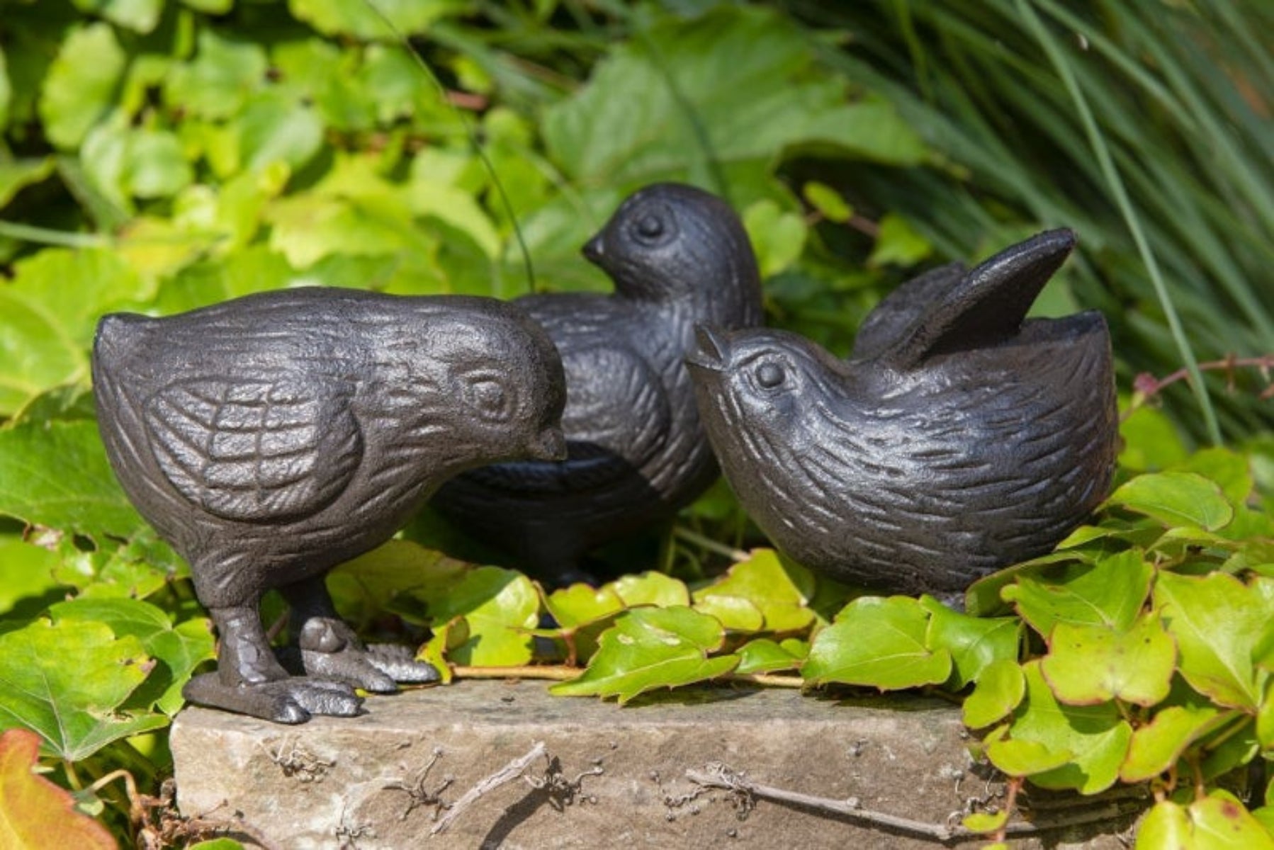 Gartenfiguren Vögel Gusseisen 3fach sort. H7,5-9,5cm Dekovogel Spatz Figuren Vogelfigur Gartendeko