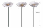 Lade das Bild in den Galerie-Viewer, Blüte Mohnblume Gartenstecker Insektentränke Ø8/8,5/10cm Stab 48cm Keramik weiß 3fach sort. Stecker Blütenstecker Garten
