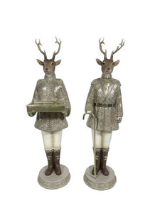 Hirsch 2fach sort. Figur Skulptur Polyresin H31cm creme/natur