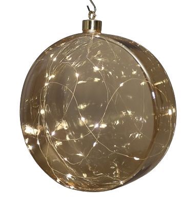 LED Glaskugel Glas Discus amber transparent mit Timer Ø18cm Glaskugel Deko