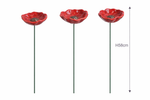 Lade das Bild in den Galerie-Viewer, Blüte Mohnblume Gartenstecker Insektentränke Ø8/8,5/10cm Stab 58cm Keramik rot dunkle Mitte 3fach sort. Stecker Blütenstecker Garten 2Größen wählbar
