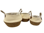 Lade das Bild in den Galerie-Viewer, Korb mit Henkel 3er Set – Natur/Creme – Ø 30/25/20 cm – Geflochtene Aufbewahrungskörbe – Deko &amp; Ordnung für Wohnbereich
