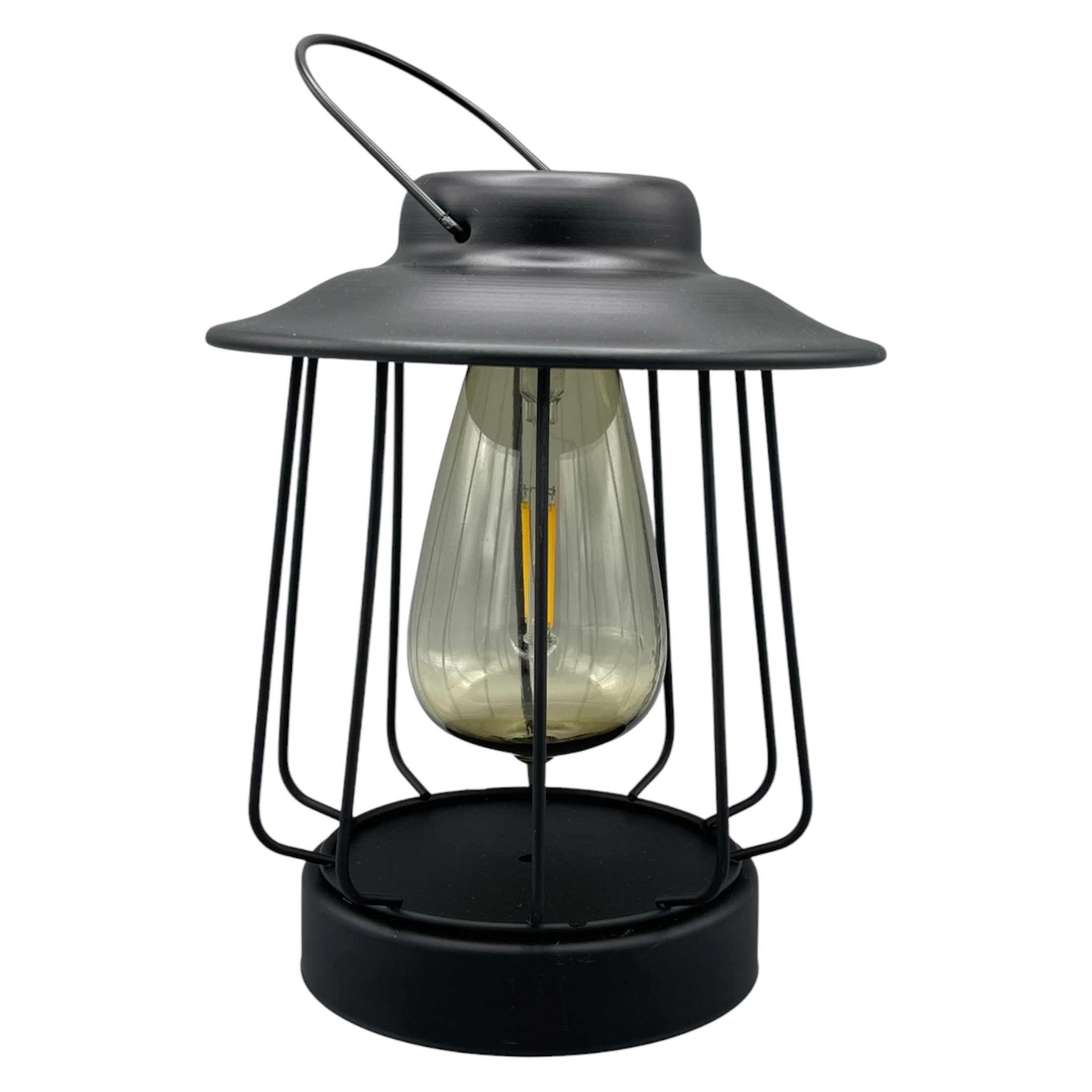 Solar Laterne Tischlampe LED 16x H19cm matt Schwarz Metall Outdoor & Indoor Warmweißes Licht – Kabellos & Wetterfest