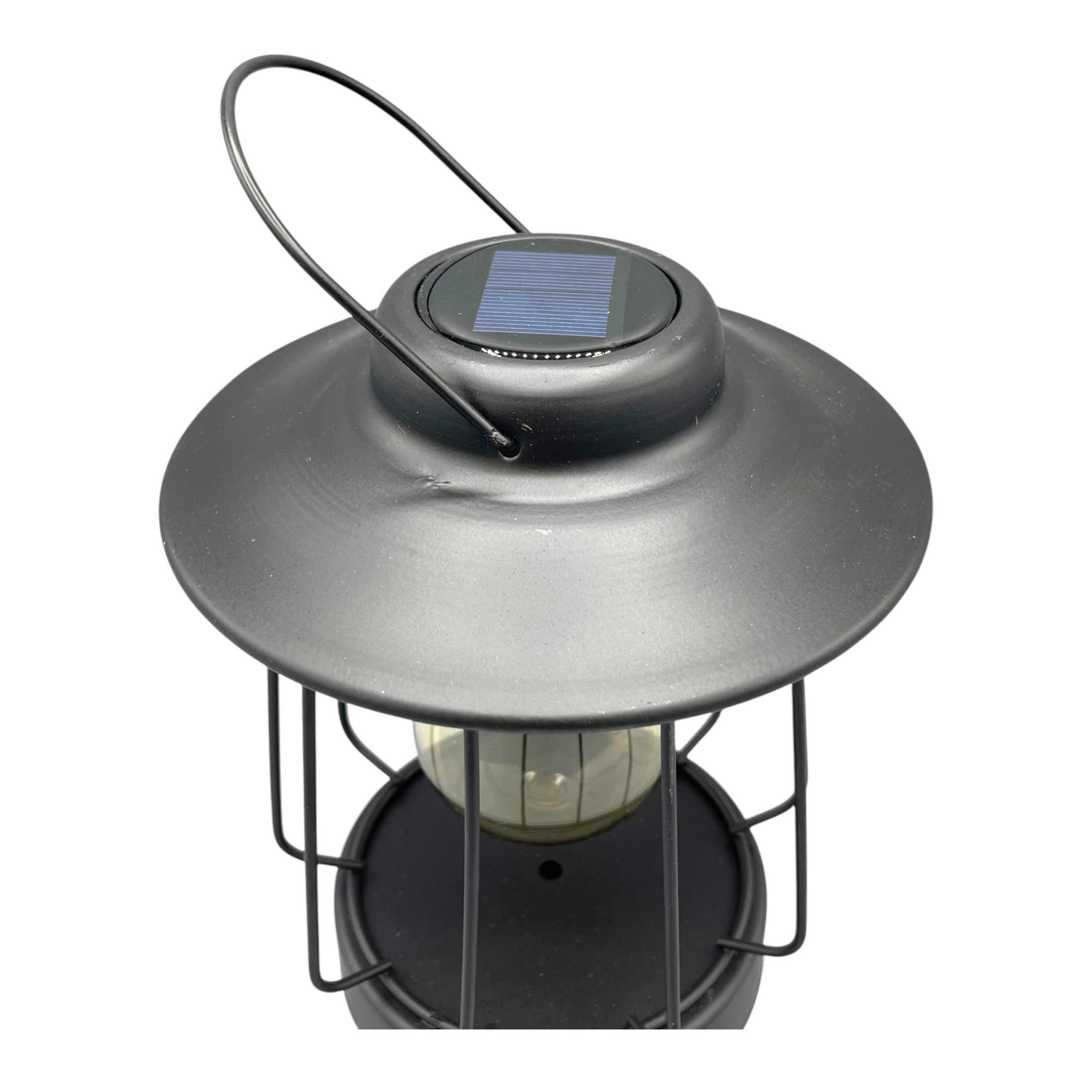 Solar Laterne Tischlampe LED 16x H19cm matt Schwarz Metall Outdoor & Indoor Warmweißes Licht – Kabellos & Wetterfest