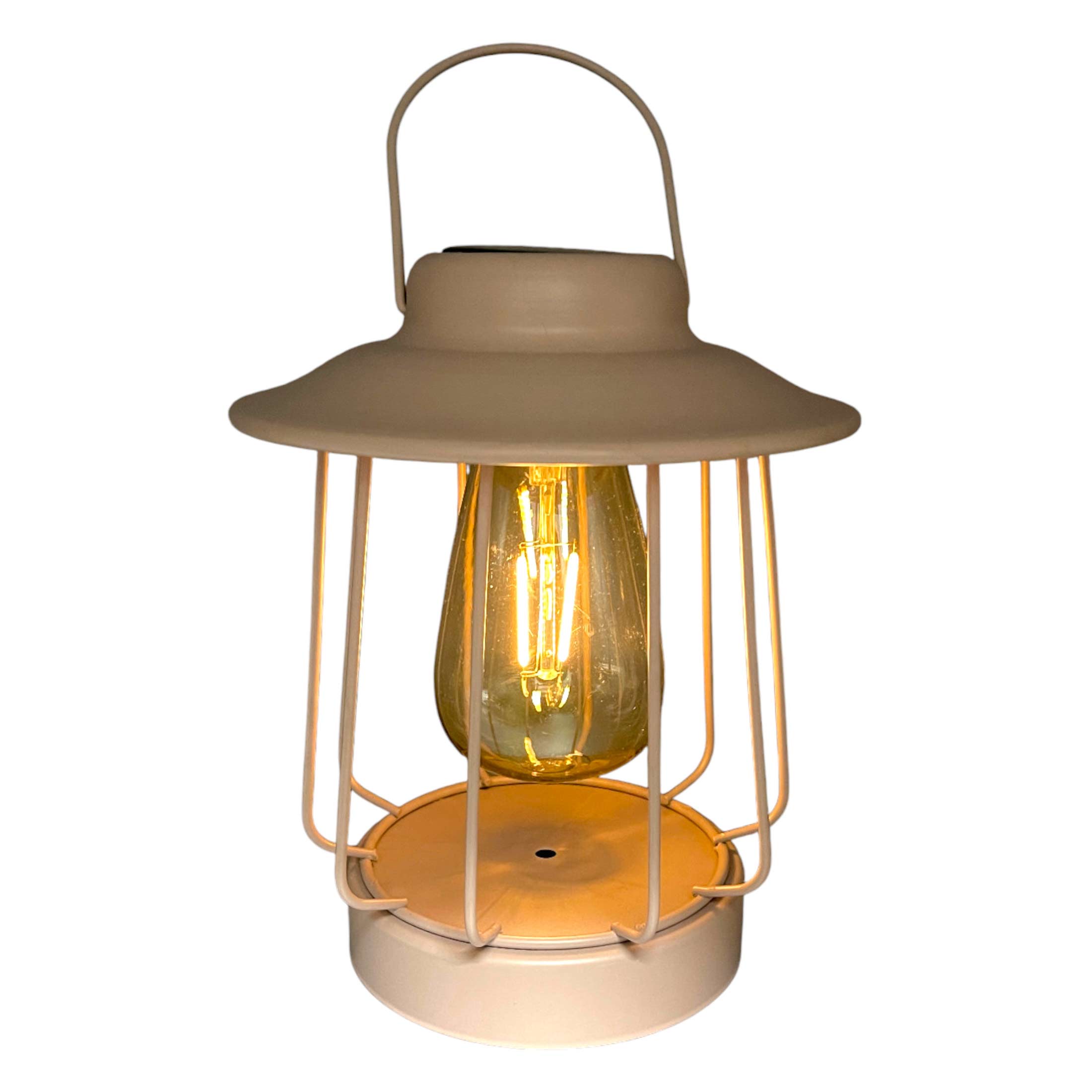 Solar Laterne Tischlampe LED 16x H19cm matt Sand Metall Outdoor & Indoor Warmweißes Licht – Kabellos & Wetterfest